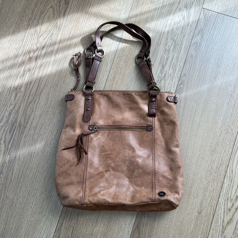 The Sak Happy & Free Brown Leather Boho Women's Shoulder Hand Bag Tassel